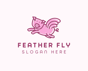 Pig Wings Flying logo design