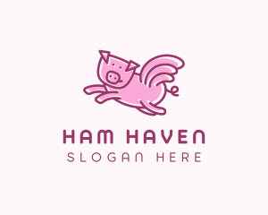 Ham - Pig Wings Flying logo design