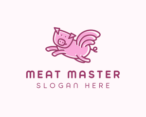 Pig Wings Flying logo design