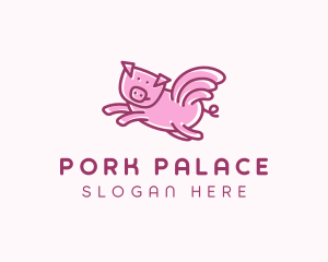 Pig Wings Flying logo design