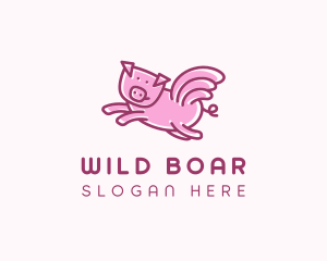 Boar - Pig Wings Flying logo design