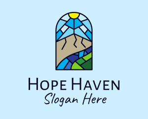 Stained Glass - Stained Glass Scenic Rural logo design