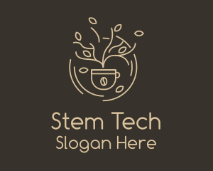 Stem - Monoline Coffee Cup Tree logo design