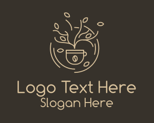 Stem - Monoline Coffee Cup Tree logo design