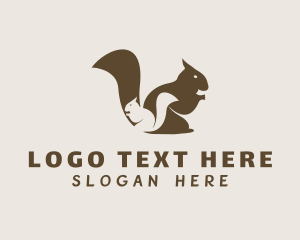 Cute - Brown Squirrel & Pup logo design