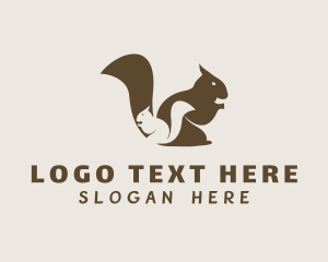 Tiny - Brown Squirrel & Pup logo design