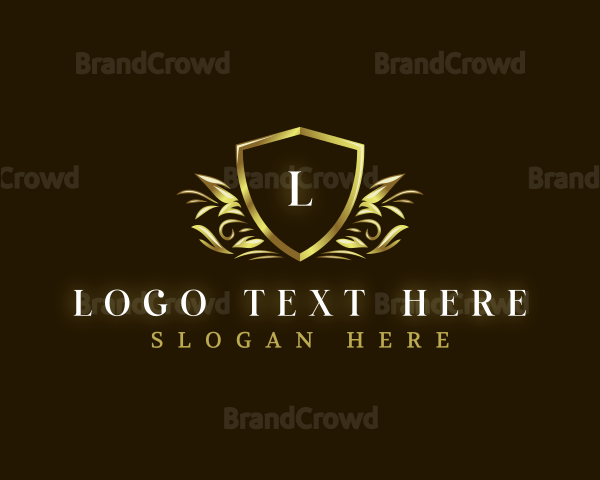 Luxury Leaf Shield Logo