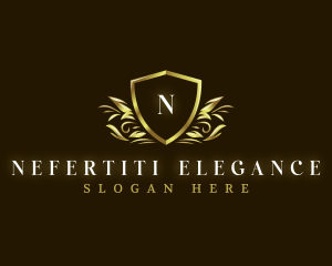 Luxury Leaf Shield logo design