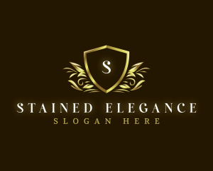 Luxury Leaf Shield logo design