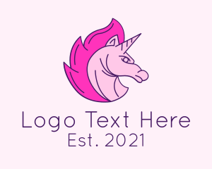 Mythology - Pink Fantasy Unicorn logo design