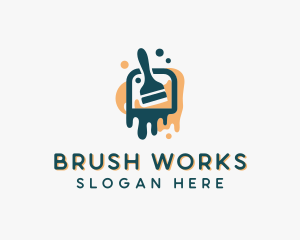 Brush - Dripping Paint Brush logo design