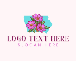 Red Clover - Iowa Rose Flower logo design