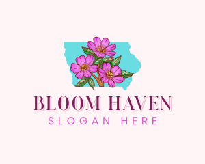 Iowa Rose Flower logo design