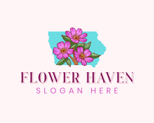 Iowa Rose Flower logo design