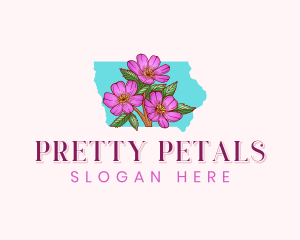 Iowa Rose Flower logo design