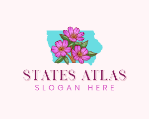 Iowa Rose Flower logo design