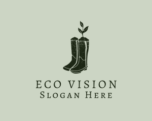 Green Gardening Boots logo design