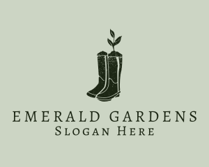 Green Gardening Boots logo design