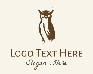 Nocturnal Animal - Brown Owl Bird logo design