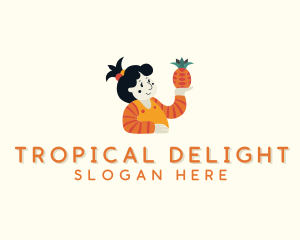 Pineapple - Pineapple Fruit Girl logo design