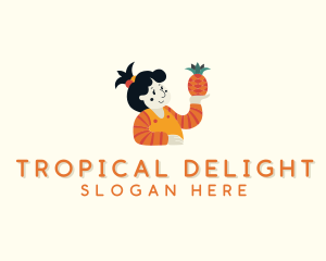 Pineapple Fruit Girl logo design