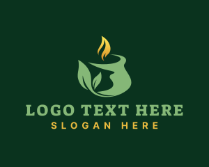 Aromatic - Organic Leaves Candle logo design
