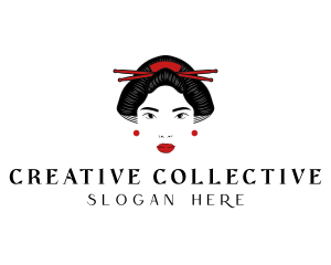 Asian Geisha Woman logo design