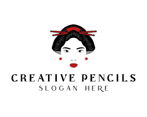 Asian Geisha Woman logo design