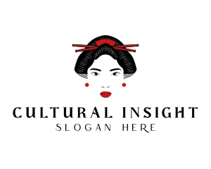 Asian Geisha Woman logo design