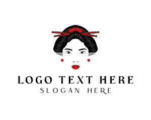 Cosmetics - Asian Geisha Woman logo design