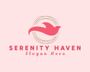 Peaceful - Elegant Dove Nest Circle logo design