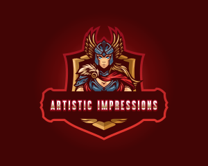 Gaming Female Valkyrie Superhero logo design