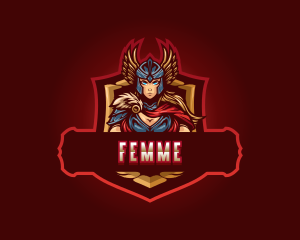 Gaming Female Valkyrie Superhero logo design