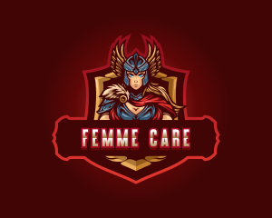 Gaming Female Valkyrie Superhero logo design