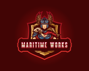 Gaming Female Valkyrie Superhero logo design