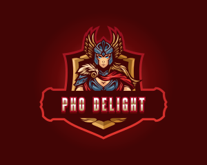 Gaming Female Valkyrie Superhero logo design