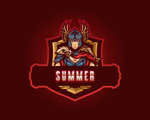 Gaming Female Valkyrie Superhero logo design