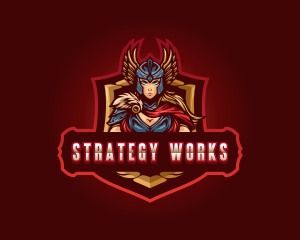 Gaming Female Valkyrie Superhero logo design