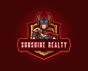 Gaming Female Valkyrie Superhero logo design