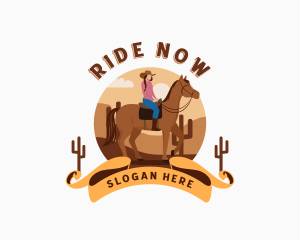 Cowgirl Horseback Rider logo design