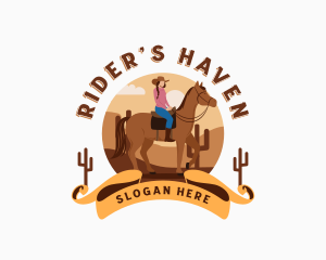 Cowgirl Horseback Rider logo design