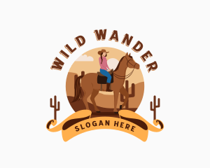 Cowgirl Horseback Rider logo design