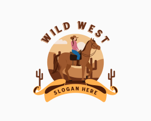 Cowgirl Horseback Rider logo design