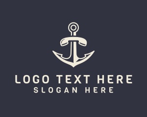 Freehand - Nautical Anchor Telephone logo design