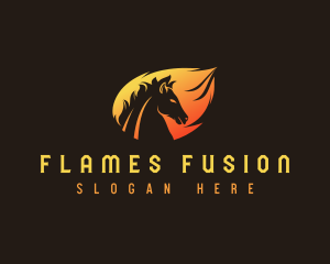 Stallion Horse Flame logo design