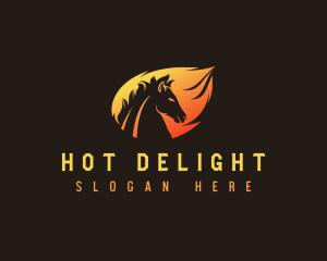 Stallion Horse Flame logo design