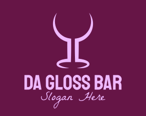 Purple Wine Glass Bar logo design