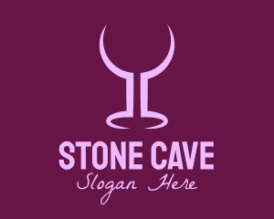 Cave - Purple Wine Glass Bar logo design