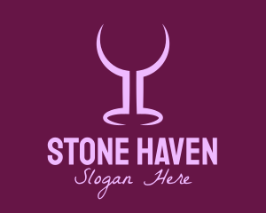 Cave - Purple Wine Glass Bar logo design