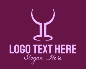 White Wine - Purple Wine Glass Bar logo design